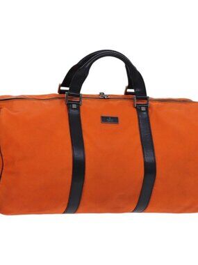 GUCCI Boston Bag Nylon Orange Black Auth BD1263